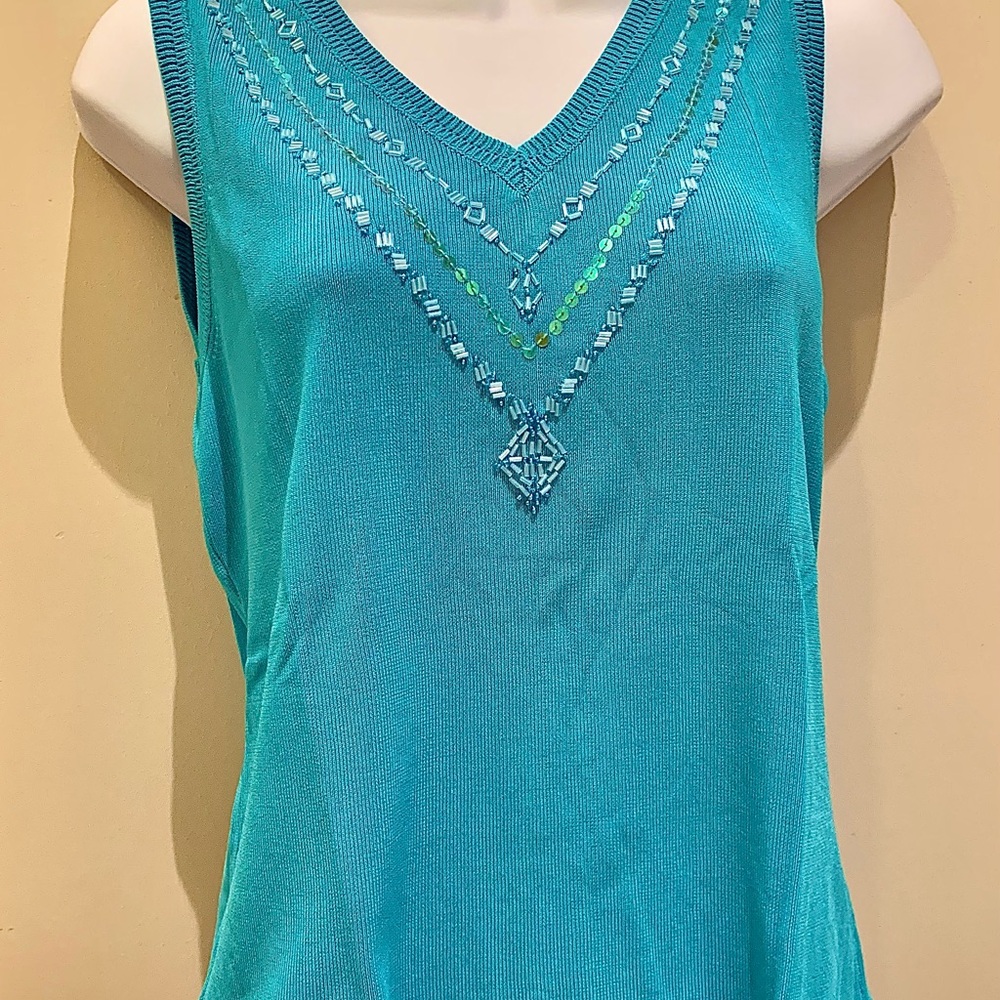 Jana Turquoise Sequined Tank Top